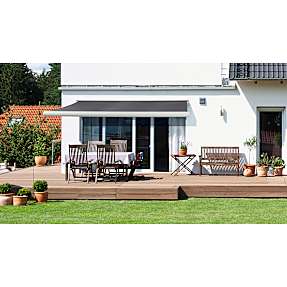 Rivoli markise med motor og LED lys L: 4,8 x D: 3 meter - hvid/grå