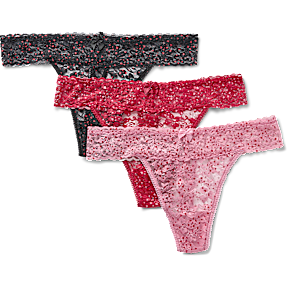VRS dame 3-pak g-streng str. S - lyserød/rød/sort