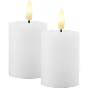 Julius genopladelige minibloklys 5x6,5 cm 2-pak - hvid