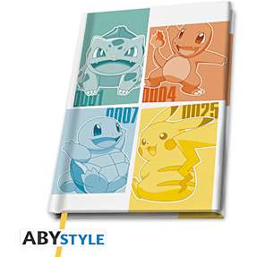 Pokémon A5 notesbog - Charmander, Pikachu, Bulbasaur & Squirtle