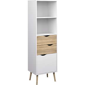 Dalta reol med 2 skuffer og 1 låge - hvid