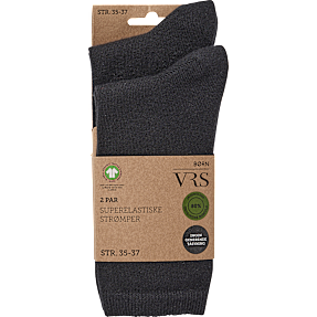 VRS børne 2-pak superelastiske strømper str. 35/37 - sort