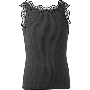 VRS børne blondetop str. 98/104 - sort