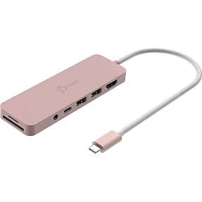 J5 USB-C multi adapter - lyserød