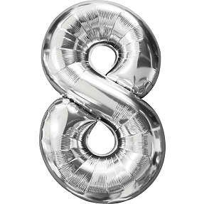 Salling folieballon " 8" H: 35 cm - flere varianter - assorteret