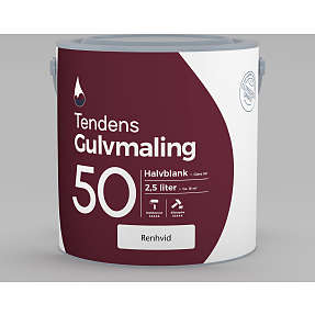 Tendens gulvmaling vf halvblank 50 2,5 liter - renhvid