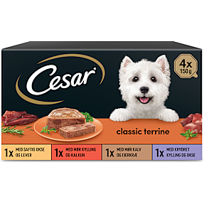 Vådfoder m. okse/lever, kalv/fjerkræ, kylling/kalkun og kylling/okse