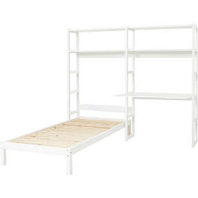 Hoppekids Storey juniorseng 90x200 cm inkl. reol med 4 hylder - hvid