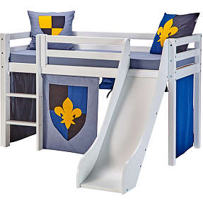 Spiloppe halvhøj seng 70x160 cm - hvid og blå