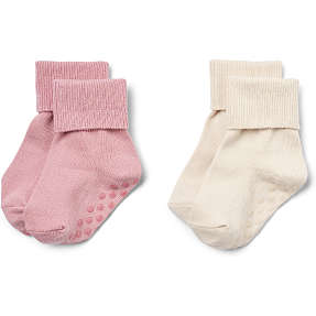 Tiny One baby 2-pak strømper str. 13/15 - rosa/råhvid