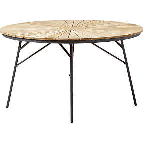 Kerteminde teak havebord Ø130 cm, antracit stel