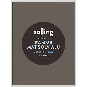 Mat sølvfarvet ramme m. glas - 30x40 cm