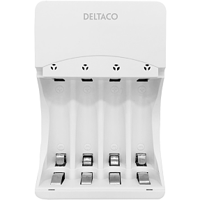 Deltaco batterioplader til 4 AA/AAA genopladelige batterier