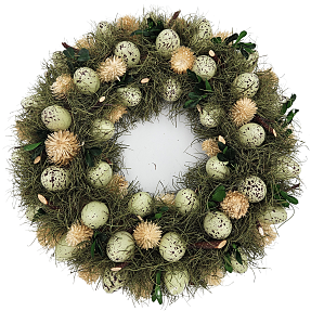 Påskekrans med grønne æg 34 cm - grøn