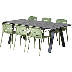 New York havebord - sort m. 6 Lindholt stole - grøn