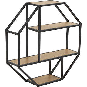 Seaford oktagon vægreol - trælook og sort