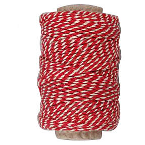 Bommuldssnor - rød/hvid