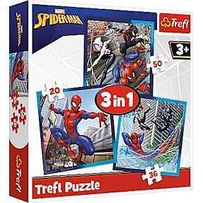Spiderman puslespil 3i1 - 20, 36 og 50 brikker