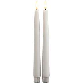Windsor LED 2-pak stagelys koniske 2,2 x 22 cm - hvid