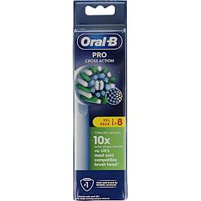 Oral-B CrossAction tandbørstehoveder 8-pak - hvid