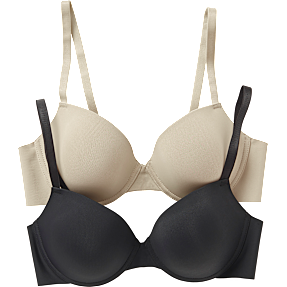 VRS dame 2-pak BH str. A85 - sort/beige