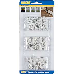 Kinzo kabelclips 100 stk - hvid