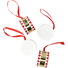 Jule paptrommer Ø: 5 cm 4-pak - rød, hvid og guld.