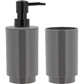 Lea sæbedispenser og tandkrus - grå