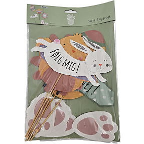 Påske papirspyd og fødder til æggejagt 15-pak - multifarvet