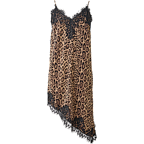 VRS dame asymmetrisk kjole med blondekanter str. S - brun