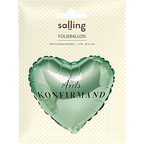 Folieballon hjerteformet "Årets konfirmand" 35 cm - Mat grøn