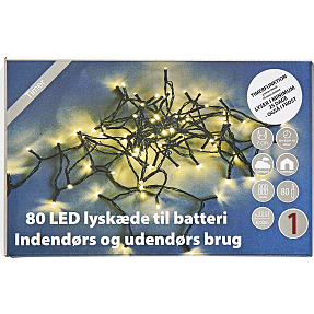 Lyskæde med 80 LED - varm hvid