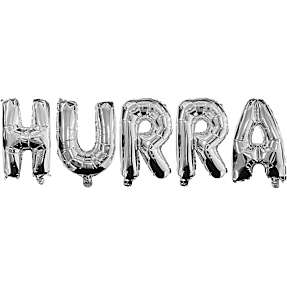 Salling folieballon "Hurra" - sølvfarvet