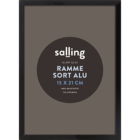 Sort ramme m. glas - 15x21 cm