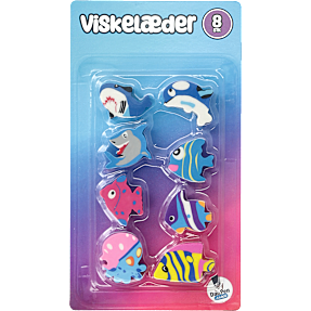 Danpen viskelæder 8 stk - havdyr