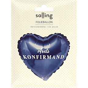 Folieballon hjerteformet "Årets konfirmand" 35 cm - Mørkeblå