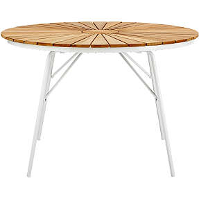 Kerteminde teak havebord Ø110 cm, hvidt stel