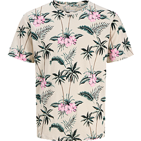 JJ REBEL herre T-shirt med print str. 2XL - beige
