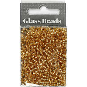 Rocaiperler, guldfarvet 25g hulstr. 0,6-1,0 mm