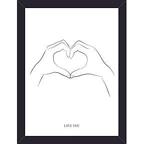 Salling Elsker Dig plakat med sort glasramme 15x21 cm