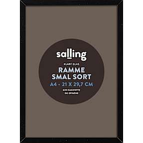 Sort ramme m. glas - 21x29,7 cm