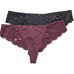 VRS dame 2-pak g-streng str. S - bordeaux/sort