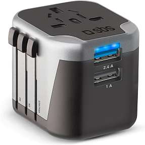 SBS universal rejseadapter 12 W - sort/sølvfarvet