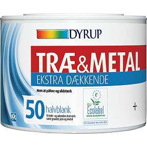 Dyrup træ & metal maling ekstra dækkende 0,38 liter - hvid