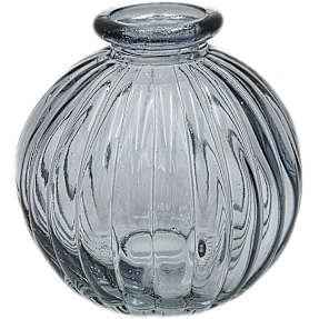 Rund rillet vase H: 8 cm - blå