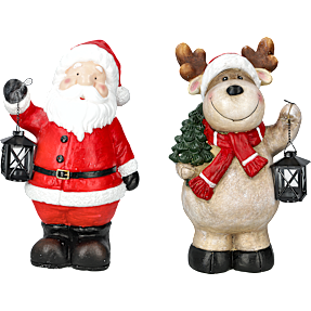 Julefigur med lanterne H: 40 cm - flere varianter - assorteret