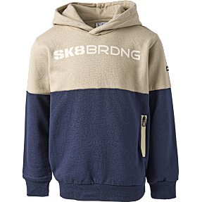 VRS børne hættetrøje str. 122/128 - beige/blå