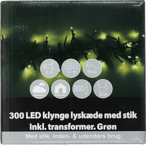 Klyngelyskæde med 300 LED - grøn