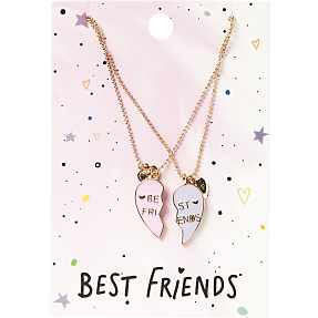 Best friend halskædesæt - pink/lilla