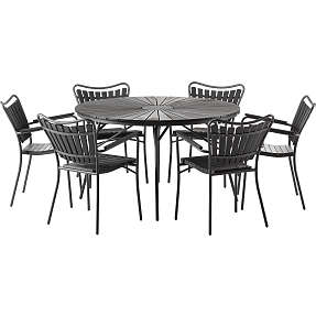 Kerteminde Ø130 nonwood havemøbelsæt med 6 stole - Sort/Antracit